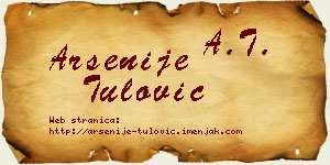 Arsenije Tulović vizit kartica